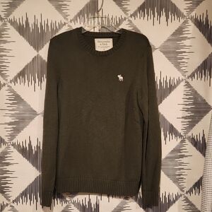 Abercrombie & Fitch Men's Dark Green Crewneck Sweater